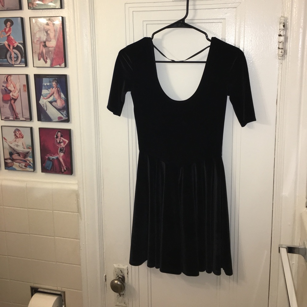UO Velvet Fit and Flare Skater Dress