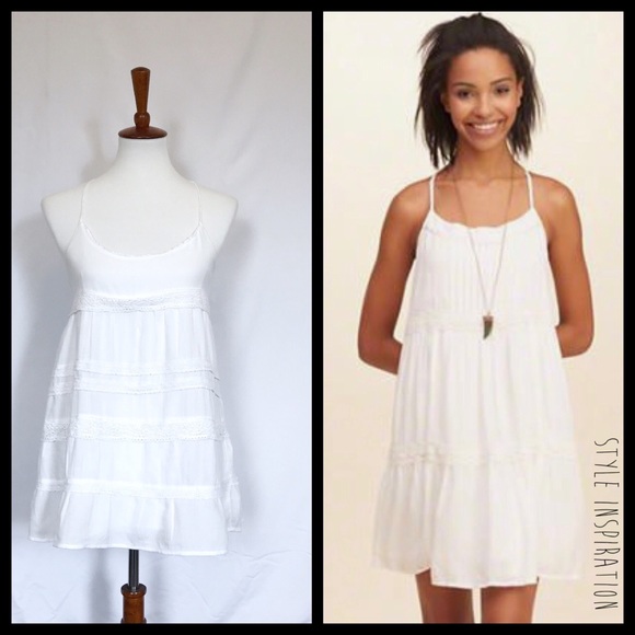 White Hollister Lace-Up Stress/Tunic, Sz S - Picture 1 of 8