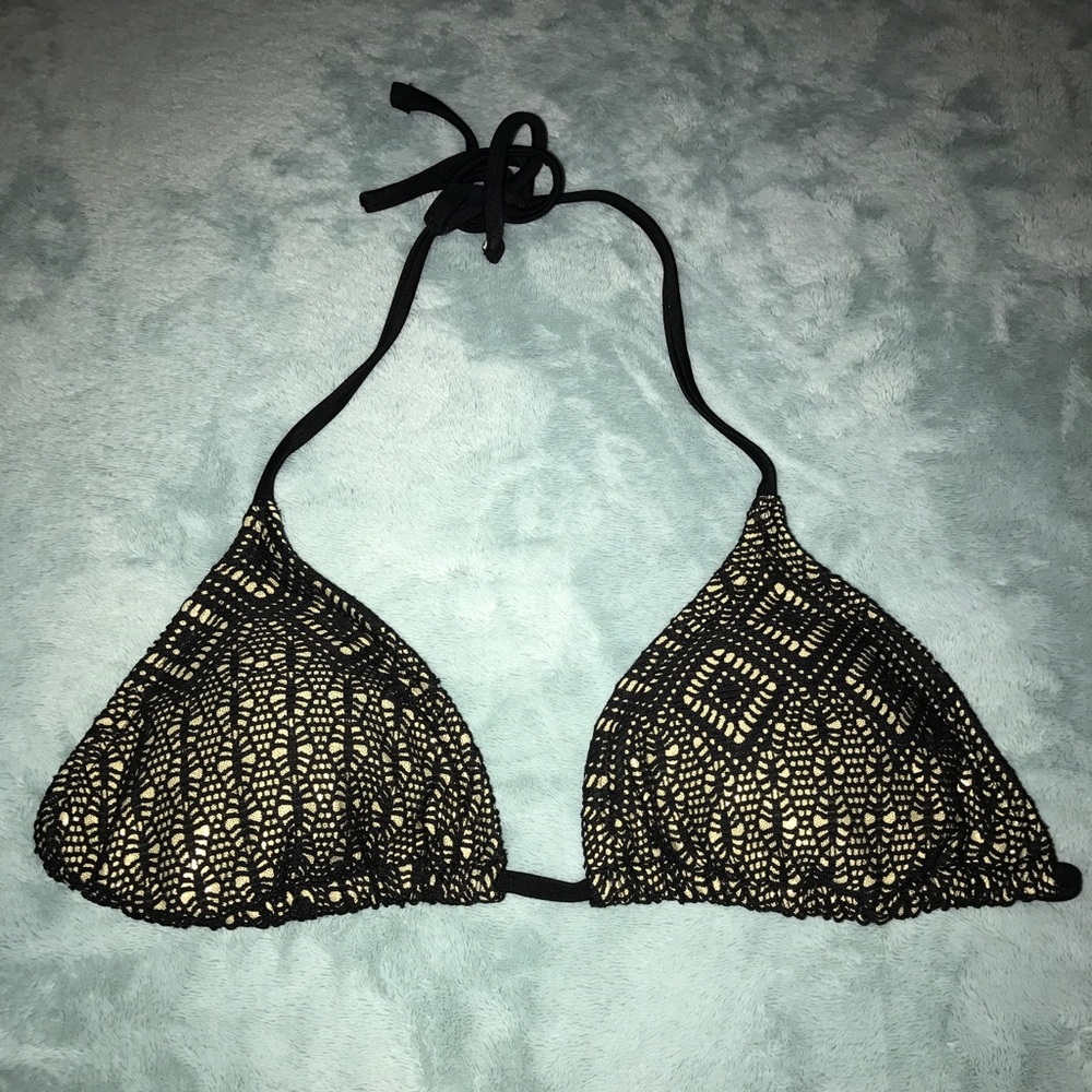 {Candie's} Black & Gold Bikini Top