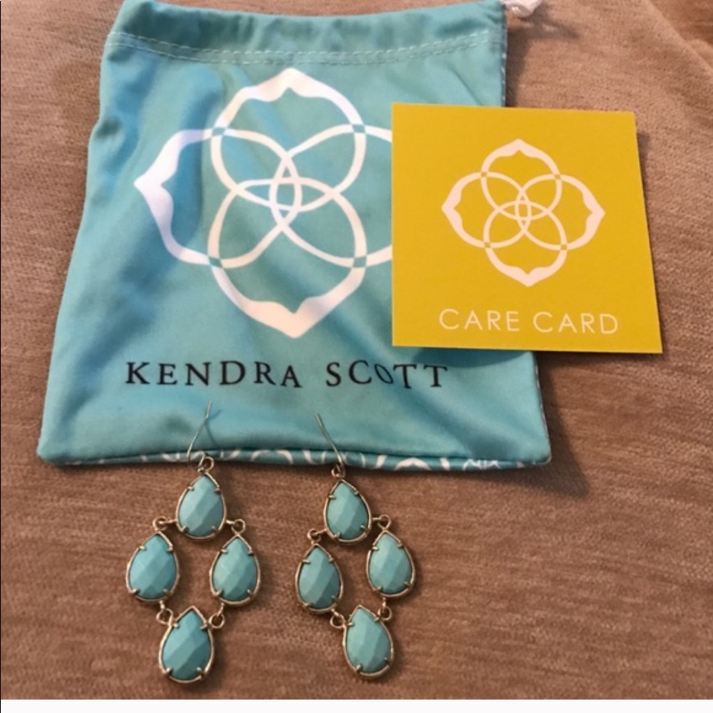 HTF KENDRA SCOTT Caroline  EARRINGS TURQUOISE EUC