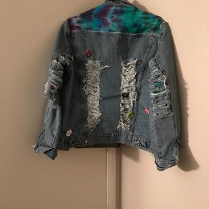 Deconstructed tie dye denim jacket