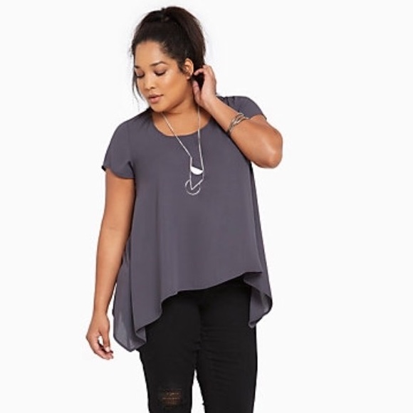 torrid Tops - Gray Sharkbite Blouse