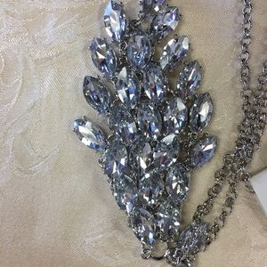 Crystal Cluster Marquise Long Chain Neck Set.