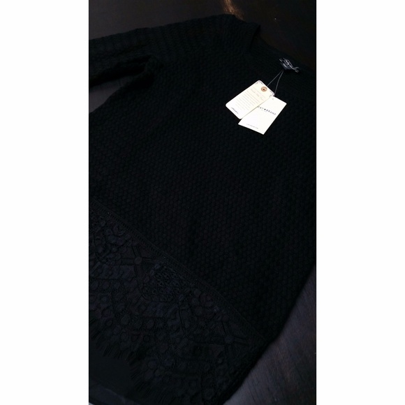 Lucky Brand Lace Mix Contrast Sweater Black XS - Picture 5 of 5
