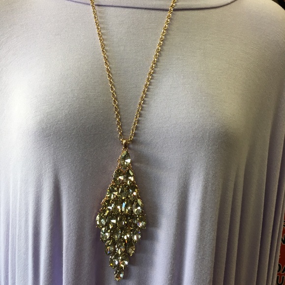 Dark Crystal Marquise Long Necklace Set - Picture 3 of 5