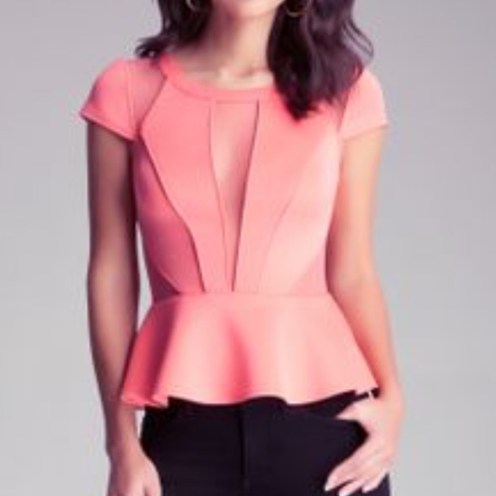 NWOT Bebe Salmon Peplum Top