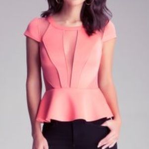 NWOT Bebe Salmon Peplum Top