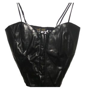 Pleather spaghetti strap corset crop top