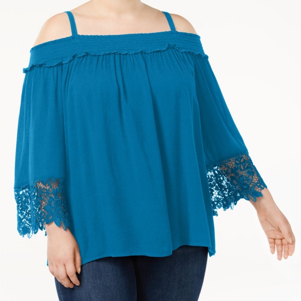💲Teal peasant top
