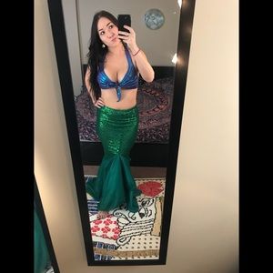 🐬🔮 Mermaid Tail Sequin Skirt Fishtail Mesh Maxi