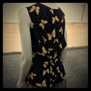 vintage button-up butterfly vest apron tie sz 18 vintage button-up butterfly vest apron tie sz 18