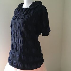YEOHLEE Navy Textured Dot Blouse 10 YEOHLEE Navy Textured Dot Blouse 10