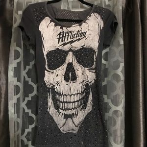 AFFLICTION small long grey skull tee, HOT!π₯ AFFLICTION small long grey skull tee, HOT!π₯