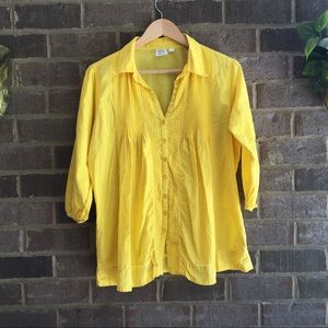 Ninety Yellow Cotton Button Down Blouse Ninety Yellow Cotton Button Down Blouse