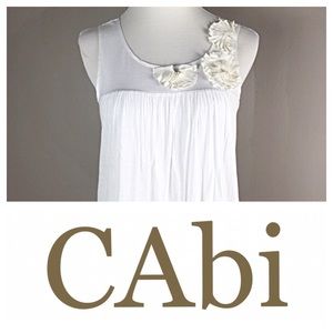 CABI WHITE SEMI SHEER TANK WITH BUBBLE HEM NWOT CABI WHITE SEMI SHEER TANK WITH BUBBLE HEM NWOT