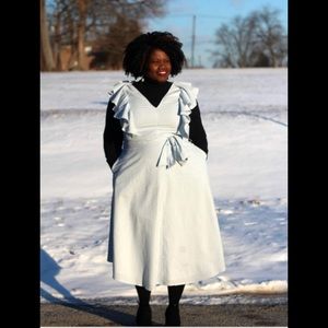 Sleeveless Ruffle Seersucker Midi Dress Sleeveless Ruffle Seersucker Midi Dress