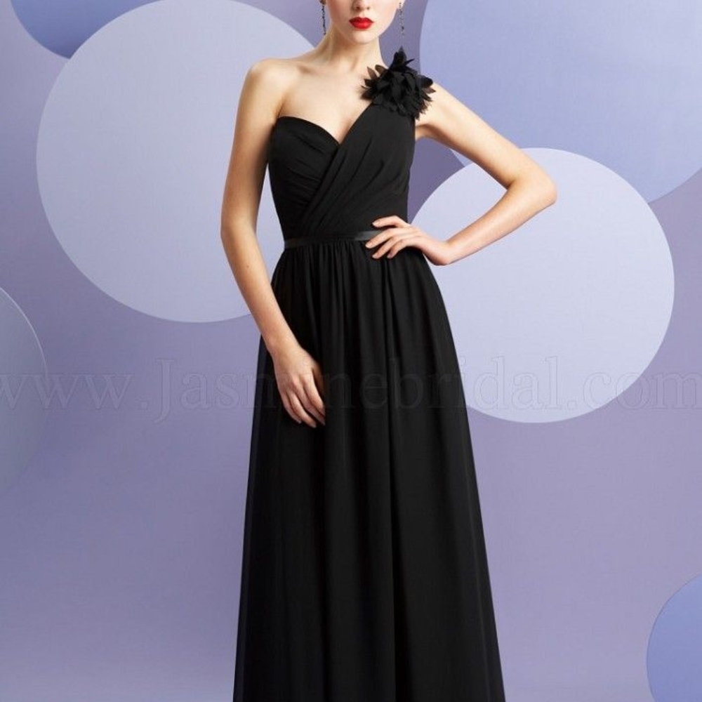 A-line floor length one shoulder chiffon dress