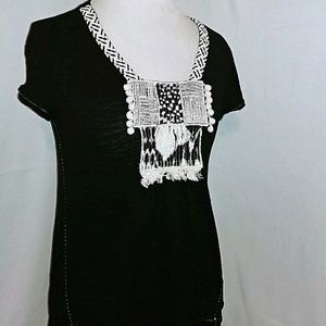 Meadow Rue Anthropologie M Shirt Black Tribal Meadow Rue Anthropologie M Shirt Black Tribal