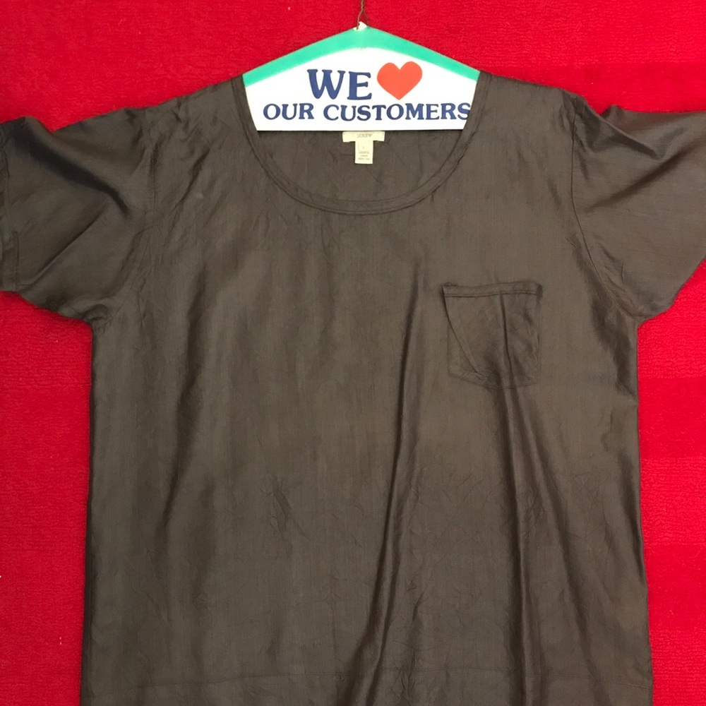 J. Crew Grey Silk T-shirt