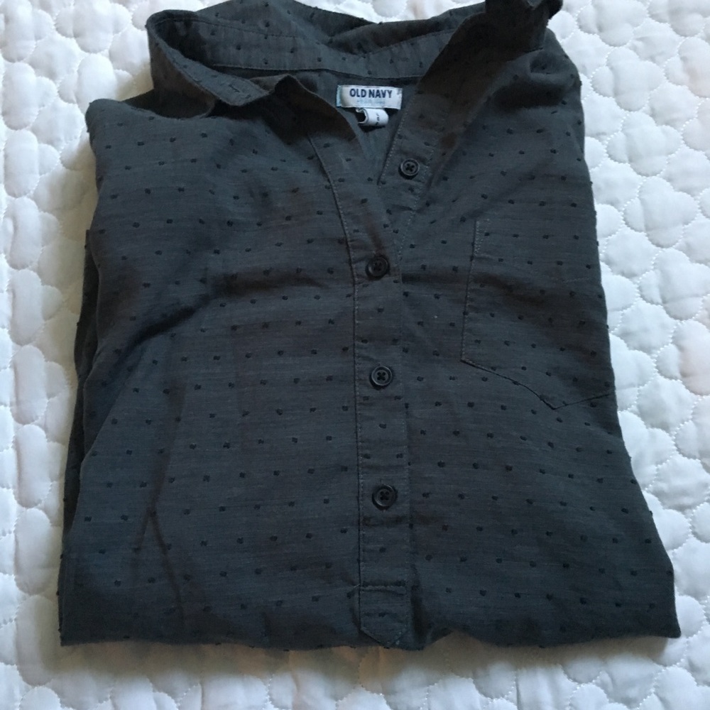 Black and gray polka dot blouse