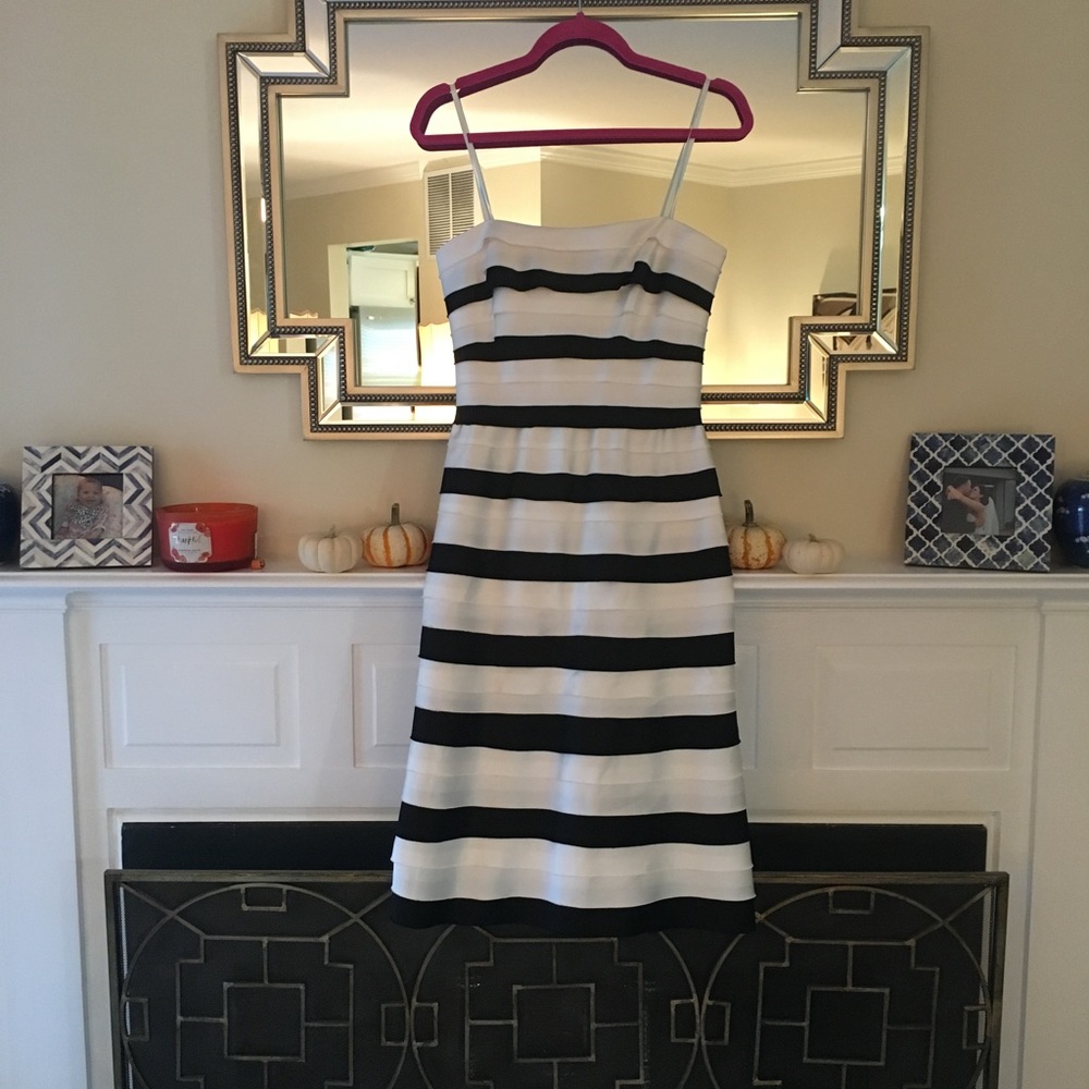 BCBG stunning black and white tiered dress.