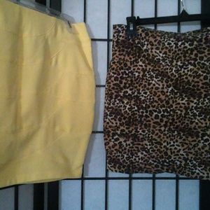 EUC 2 Mini Skirts - Stretch - Leopard - Yellow Size Large