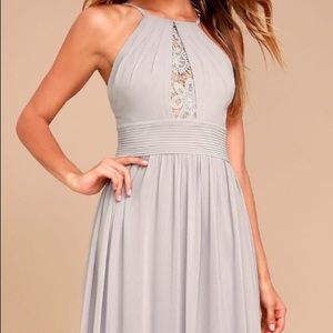 'Cherish the night' Grey Lace Maxi - Lulu's