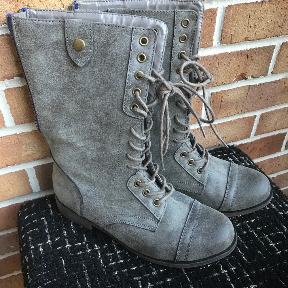 Grey Madden Girl Combat Boots size 8