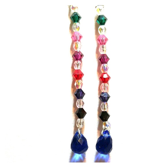 #0097 Rainbow Crystal Briolette Earrings - Picture 2 of 2