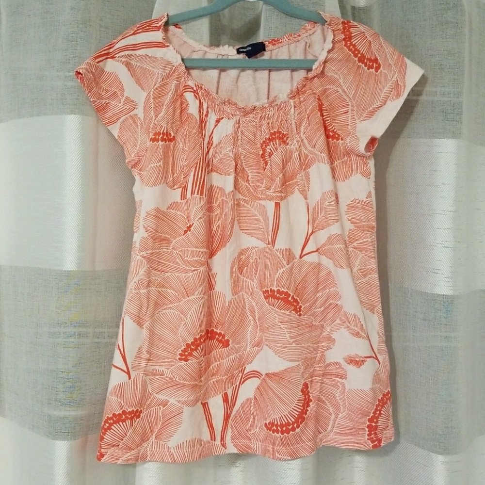 🔴Girl's Orange and White Poppy Shirt🔴