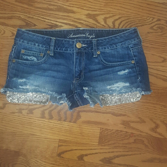 American Eagle Outfitters Pants - American Eagle sequin denim shorts size 6