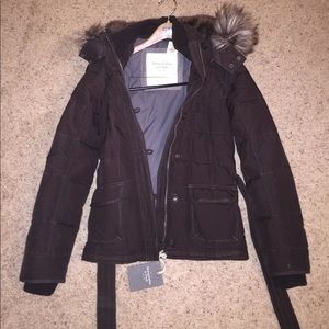 Abercrombie & Fitch Belted Down Parka Brown