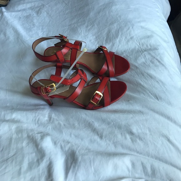 Elie Tahari red strappy sandals, size 7 - Picture 1 of 3
