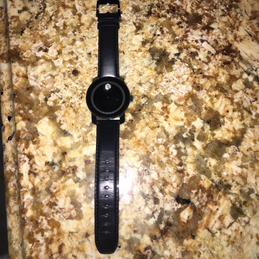 Women's Movado Bold Black Leather Watch