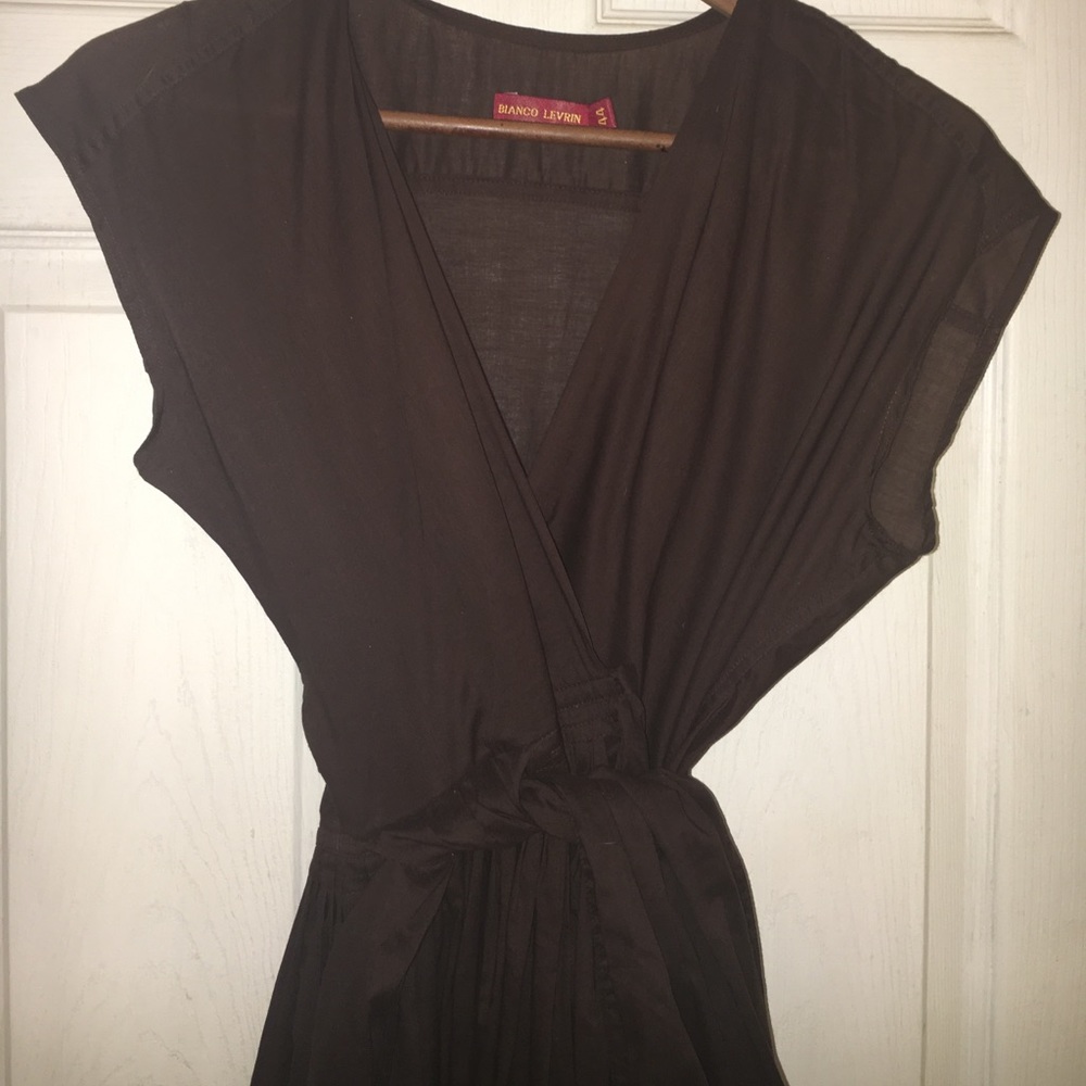 Brown cotton wrap dress (Asian design) size small