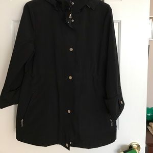 FOG London Fog Womans Hooded Black Raincoat Size M