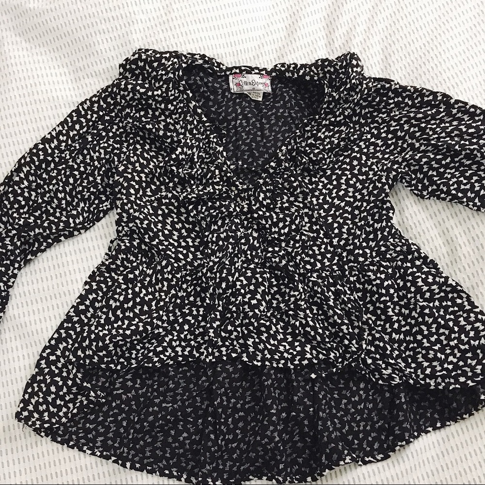 Vintage black and white lace up crop top