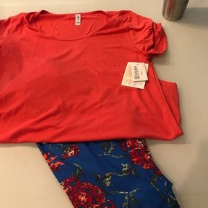 NWT Lularoe OS leggings and matching L Classic T