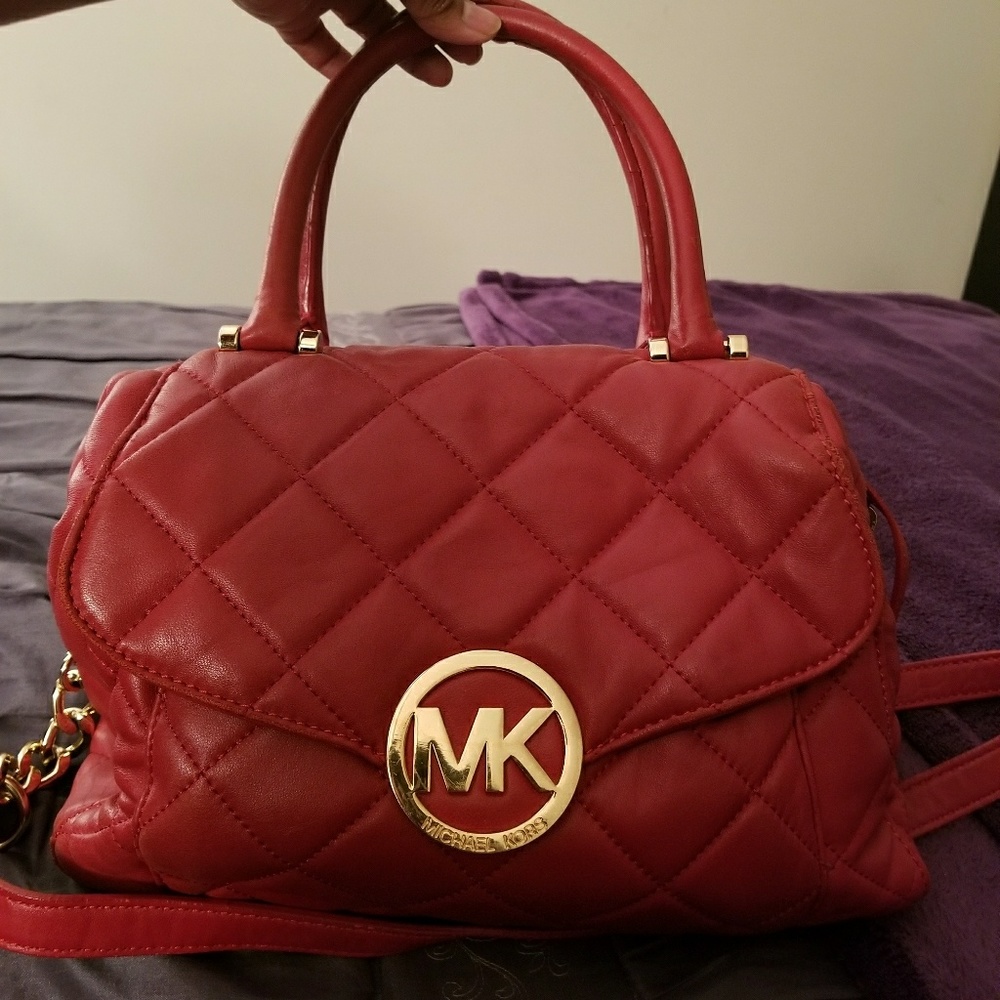 Michael Kors large red Fulton Bag