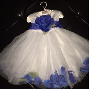 Baby Girl blue and white flower girl dress