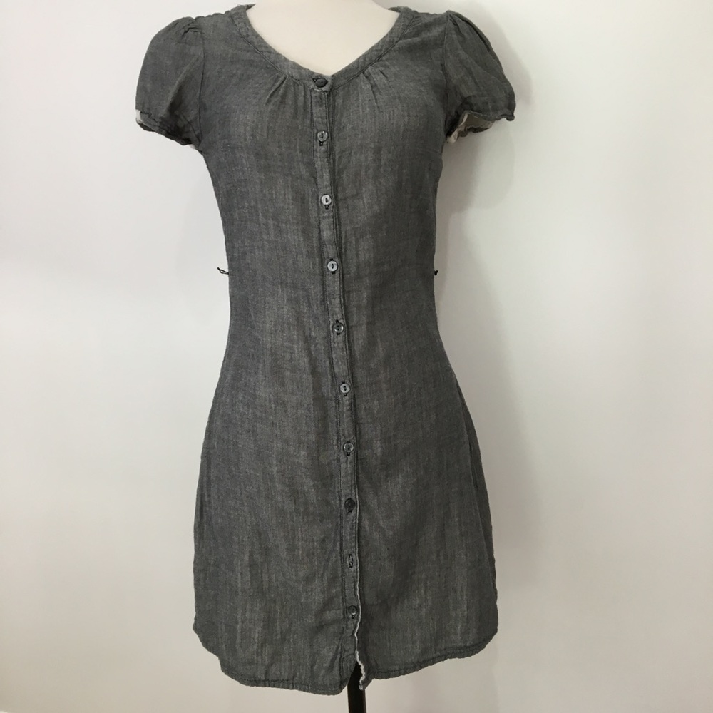 Converse Gray Button Down Dress Small - image 1