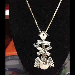 Snowman Christmas necklace or brooch