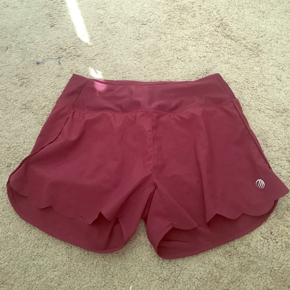 Scalloped Maroon Exercise Shorts ❣️