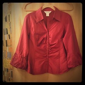 Allison Taylor Silk Blouse, Maroon, Ruching,, M