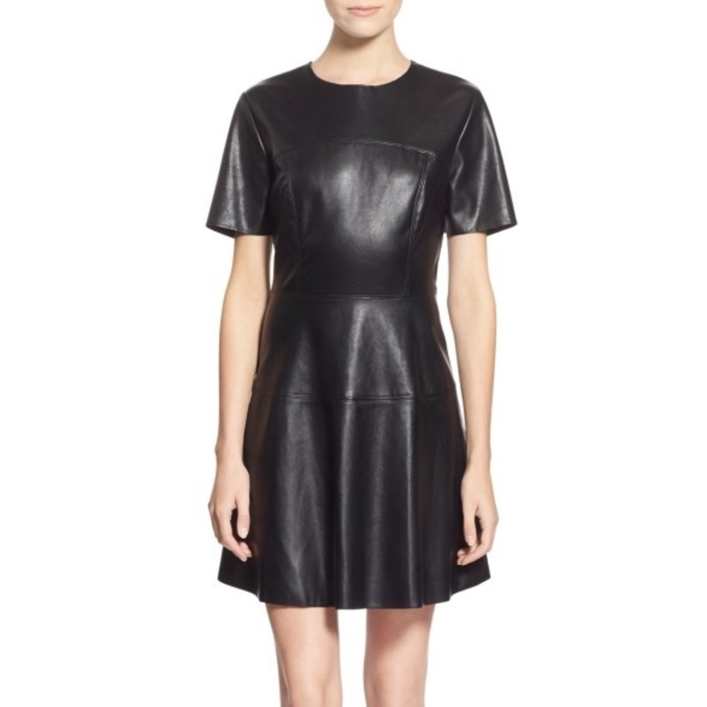 Nordstrom Faux Leather Skater Dress