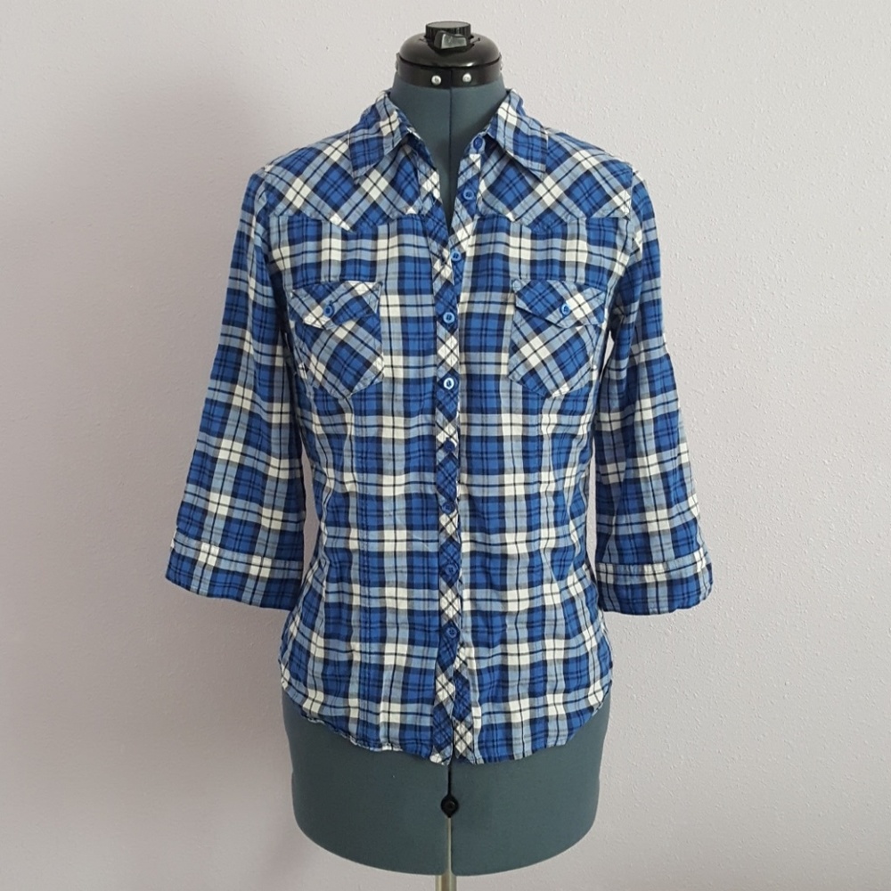 Blue Plaid Button Up