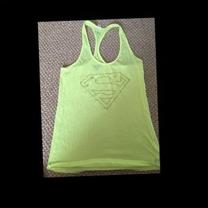 Neon Under Armour racerback tank superman logo M