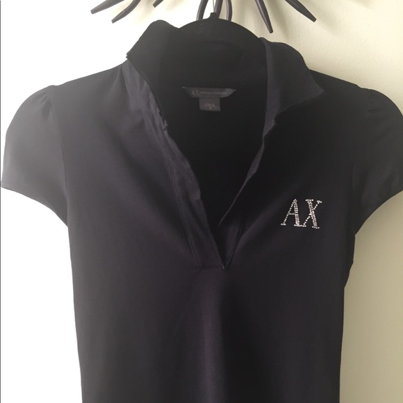 Armani Exchange black V - neck top - Picture 1 of 5