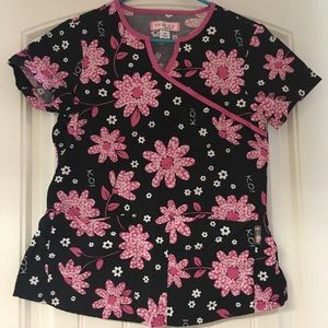 Flowered scrub top