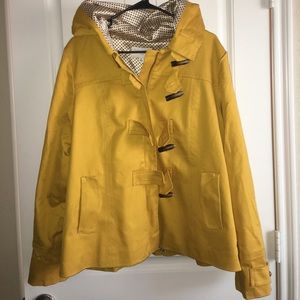 Hooded Mustard Colored Pea Coat- fully lined